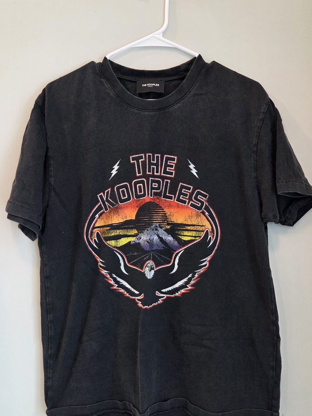 The Kooples Black Crewneck Tee with White Logo Tag